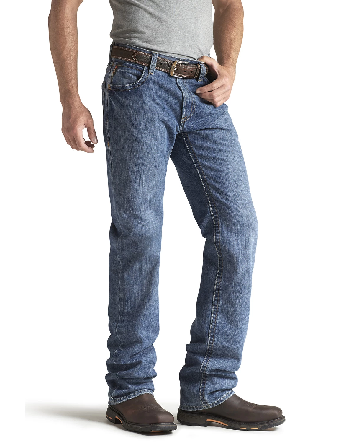 Ariat Men's FR M3 Medium Wash Loose Basic Stackable Straight Leg Jean 4 Ariat Men's FR M3 Medium Wash Loose Basic Stackable Straight Leg Jean - Image 2