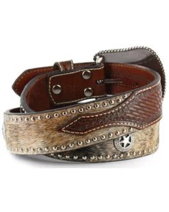 Nocona Men's Hair-On-Hide Star Concho Belt -Western Cowboy World 1202N9 22 D2