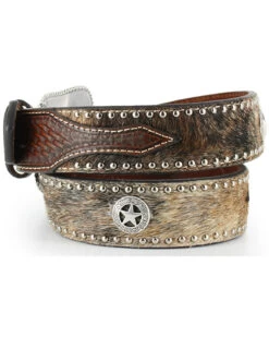 Nocona Men's Hair-On-Hide Star Concho Belt -Western Cowboy World 1202N9 22 D3