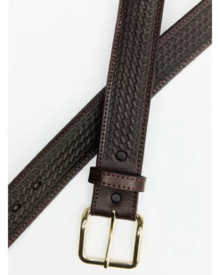 Double S Basketweave Embossed Money Pocket Leather Belt -Western Cowboy World 120N52 41 P2