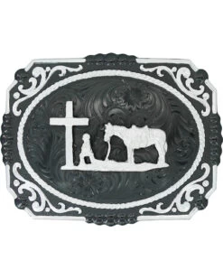 Montana Silversmiths Men's Gunmetal Christian Cowboy Buckle