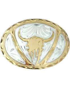 Western Express Men's Silver Steer Head Belt Buckle