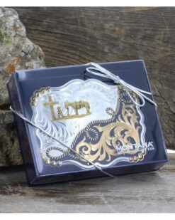 Montana Silversmiths Men's Two Tone Half-n-Half Buckle -Western Cowboy World 2000244438 001 D1