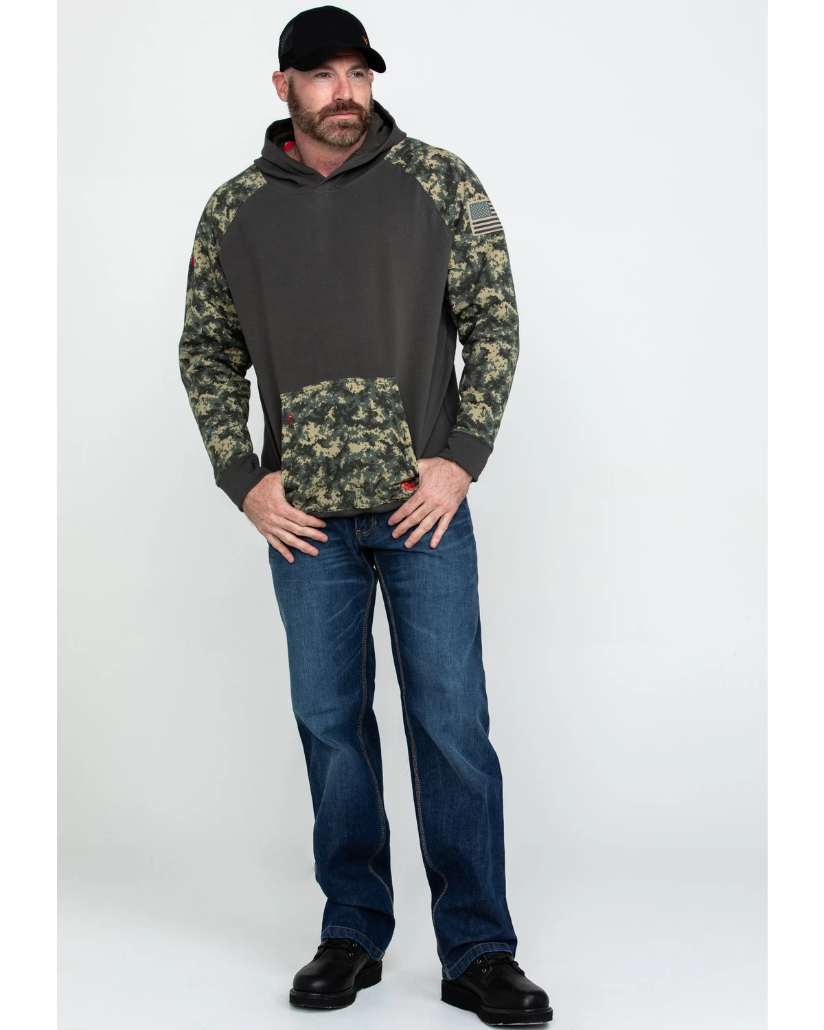 Ariat Men's FR Durastretch Camo Patriot Hooded Work Sweatshirt - Tall 8 Ariat Men's FR Durastretch Camo Patriot Hooded Work Sweatshirt - Tall - Image 6