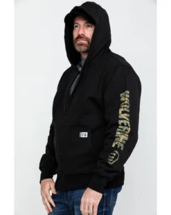 Wolverine Men's FR Logo Sleeve Zip-Up Work Hoodie -Western Cowboy World 2000286843 001 P3