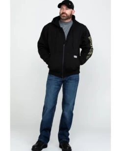 Wolverine Men's FR Logo Sleeve Zip-Up Work Hoodie -Western Cowboy World 2000286843 001 P6