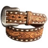 Roper Men's Tapered Floral Tooled Silver Buckle Belt -Western Cowboy World 2000289097 101 P1