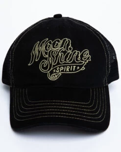 Moonshine Spirit Men's White On Black Logo Print Mesh Ball Cap -Western Cowboy World 2000291209 001 P4