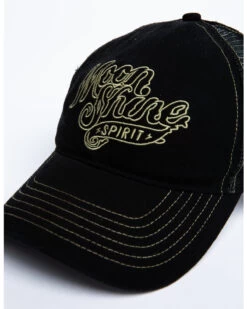 Moonshine Spirit Men's White On Black Logo Print Mesh Ball Cap -Western Cowboy World 2000291209 001 P6