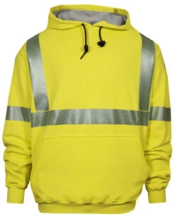 National Safety Apparel Men's 2X-3X FR Vizable Hi-Vis Waffle Weave Hooded Work Sweatshirt - Tall