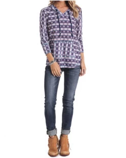 White Label By Panhandle Women's Southwestern Pullover Hoodie - Plus