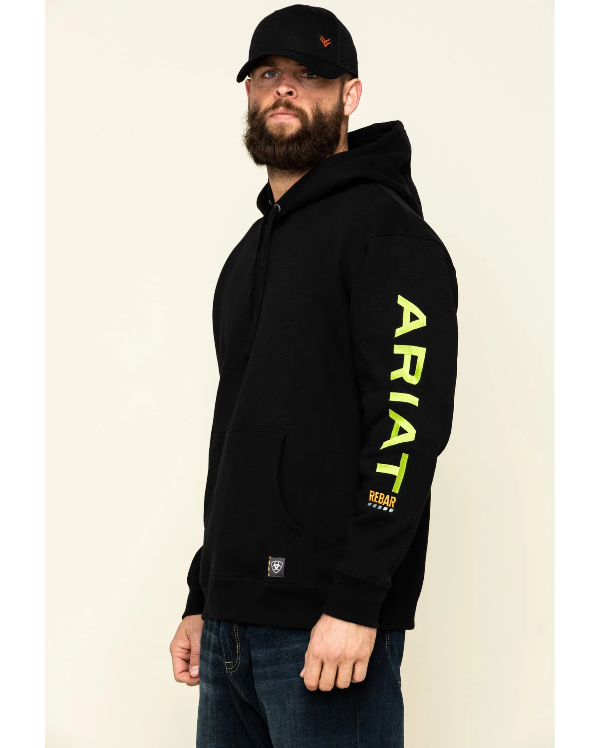 Ariat Men's Black/Lime Rebar Graphic Hooded Work Sweatshirt 5 Ariat Men's Black/Lime Rebar Graphic Hooded Work Sweatshirt - Image 3