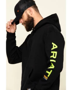 Ariat Men's Black/Lime Rebar Graphic Hooded Work Sweatshirt 11 Ariat Men's Black/Lime Rebar Graphic Hooded Work Sweatshirt -Western Cowboy World 2000322151 001 P4