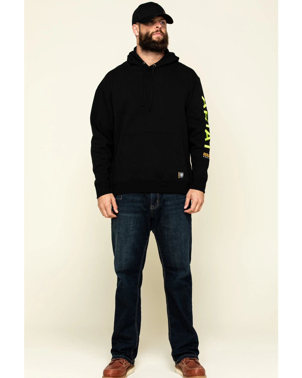 Ariat Men's Black/Lime Rebar Graphic Hooded Work Sweatshirt 8 Ariat Men's Black/Lime Rebar Graphic Hooded Work Sweatshirt - Image 6