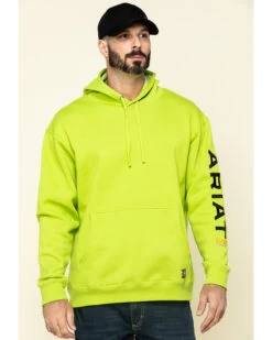 Ariat Men's Lime Heather Rebar Graphic Hooded Work Sweatshirt