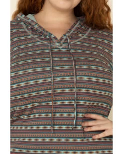 White Label By Panhandle Women's Southwestern Stripe Hoodie Tee - Plus -Western Cowboy World 2000323355 900 P3