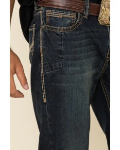 Rock & Roll Denim Men's Dark Reflex Double Barrel Relaxed Straight Jeans -Western Cowboy World 2000323846 402 P5