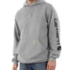 Carhartt Men's Heather Gray & Black Signature Sleeve Logo Hooded Work Sweatshirt - Big -Western Cowboy World 2000332434 070 P1