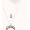Prime Time Jewelry Women's Silver Crescent Horn & Turquoise Pendant Layered Necklace Set -Western Cowboy World 2000334007 040 P1