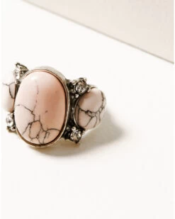 Prime Time Jewelry Women's Pink Marble & Silver Statement Ring Set -Western Cowboy World 2000334023 040 P2