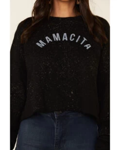 Ruby's Rubbish Women's Bleach Splatter Mamacita Graphic Cropped Pullover Sweatshirt -Western Cowboy World 2000337414 001 P4