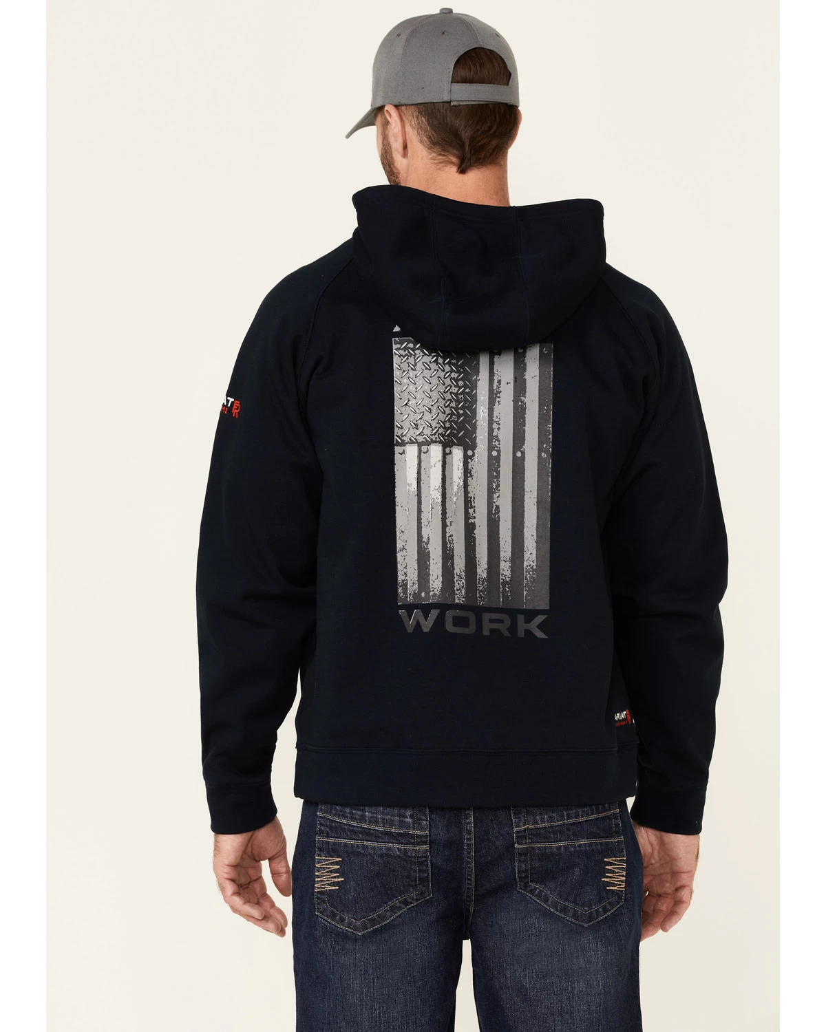 Ariat Men's FR Primo Fleece Alloy Flag Graphic Zip-Front Hooded Work Jacket 6 Ariat Men's FR Primo Fleece Alloy Flag Graphic Zip-Front Hooded Work Jacket - Image 4