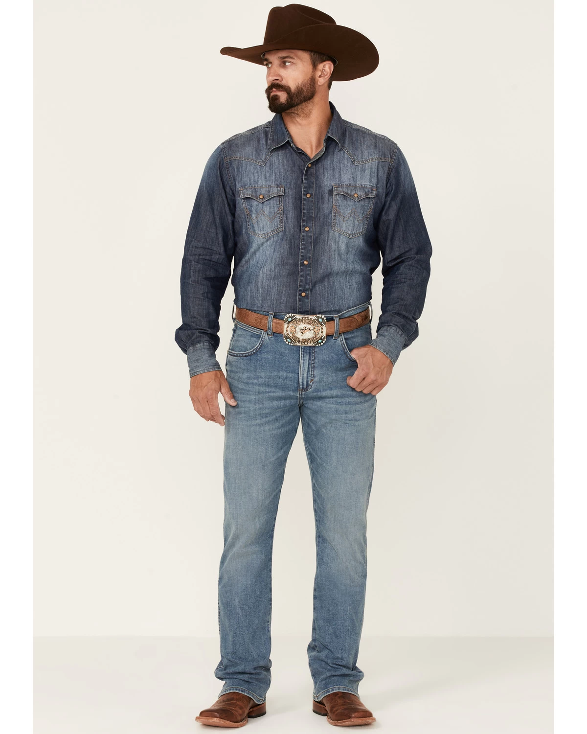 Wrangler Retro Premium Men's Eagleton Light Wash Stretch Slim Bootcut Jeans 3 Wrangler Retro Premium Men's Eagleton Light Wash Stretch Slim Bootcut Jeans