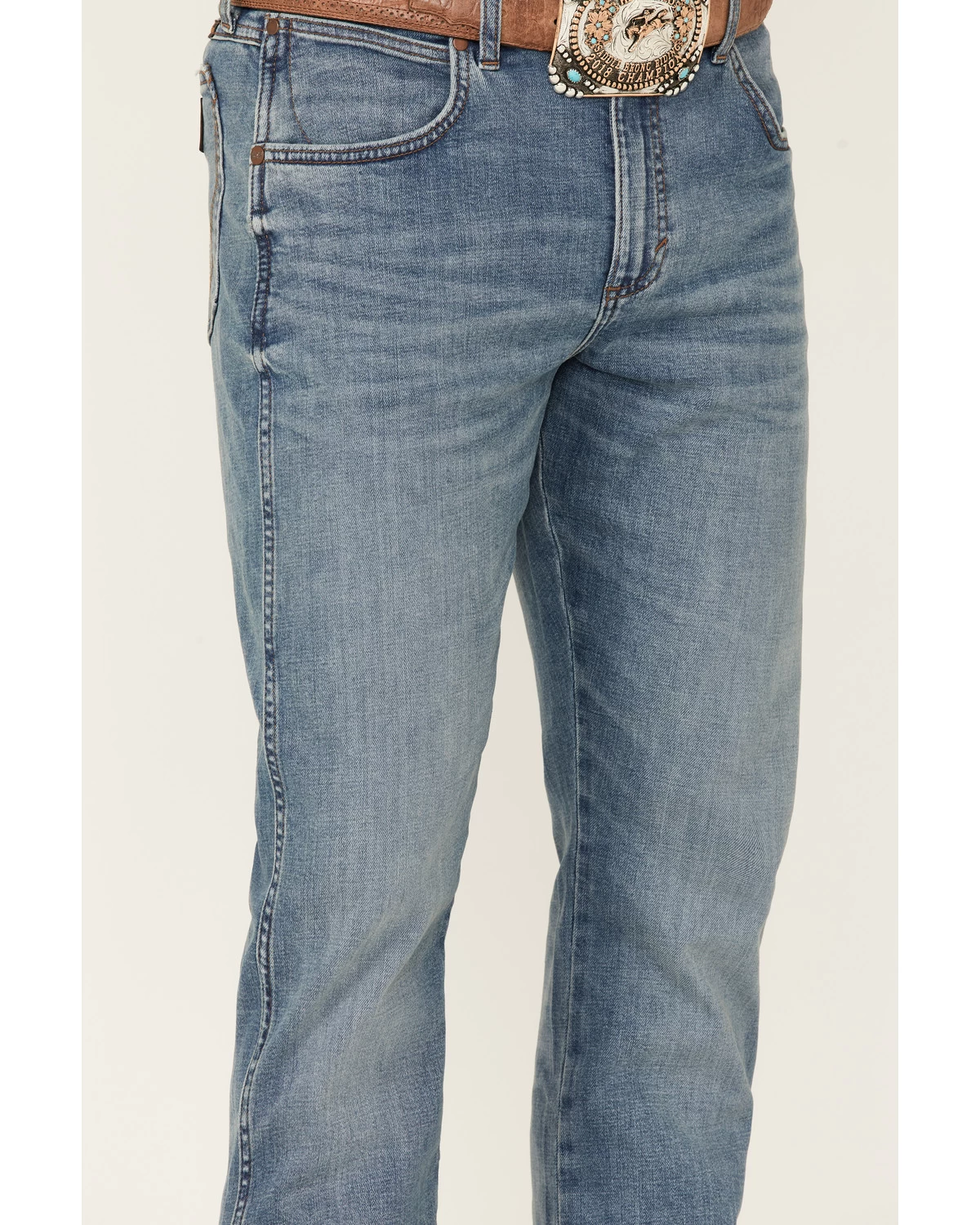 Wrangler Retro Premium Men's Eagleton Light Wash Stretch Slim Bootcut Jeans 4 Wrangler Retro Premium Men's Eagleton Light Wash Stretch Slim Bootcut Jeans - Image 2