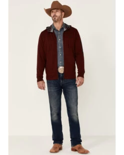 Hooey Men's Maroon Light Weight Logo Zip Hooded Jacket -Western Cowboy World 2000342376 640 P2