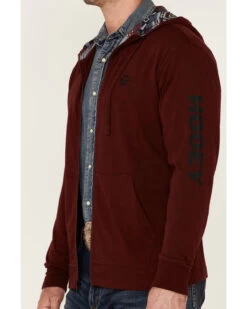 Hooey Men's Maroon Light Weight Logo Zip Hooded Jacket -Western Cowboy World 2000342376 640 P3