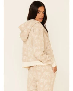 Idyllwind Women's Tan Floral Print Sherpa Zip-Front Hooded Jacket 9 Idyllwind Women's Tan Floral Print Sherpa Zip-Front Hooded Jacket -Western Cowboy World 2000342543 280 P4