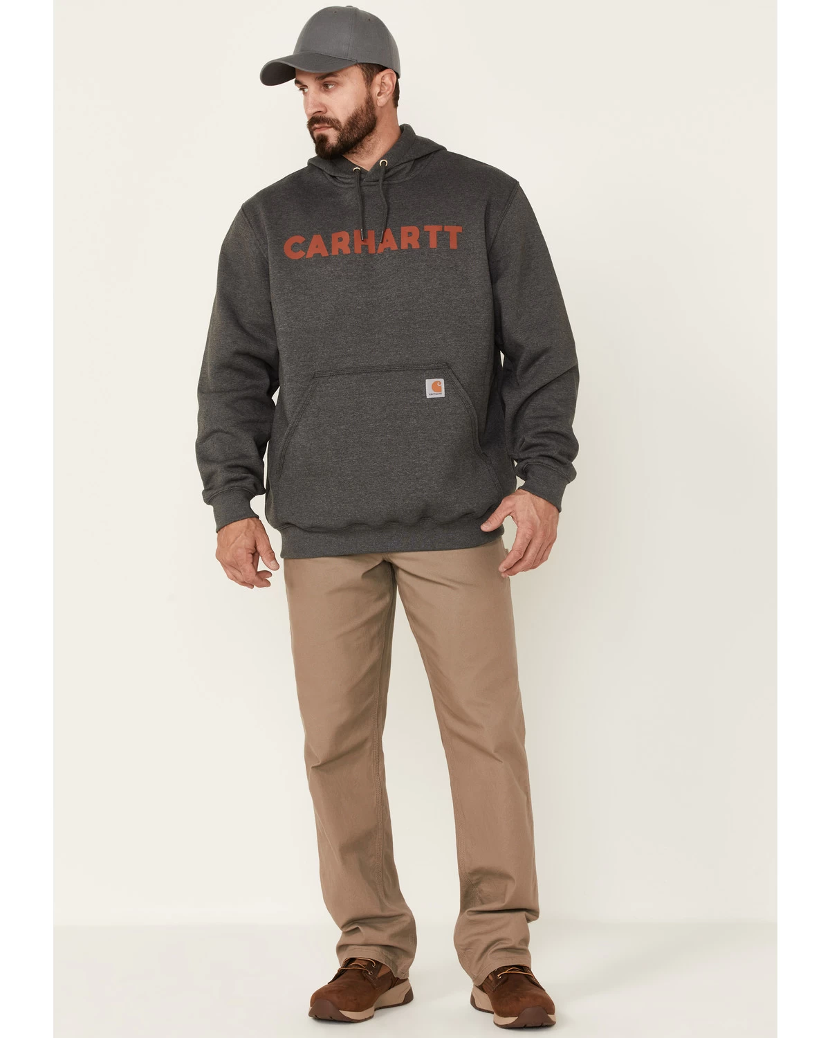 Carhartt Men's Loose Fit Midweight Logo Hooded Work Sweatshirt 4 Carhartt Men's Loose Fit Midweight Logo Hooded Work Sweatshirt - Image 2