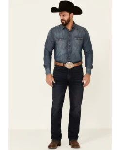 Rock & Roll Denim Men's Hooey Double Barrel Dark Vintage Stretch Relaxed Stackable Bootcut Jeans -Western Cowboy World 2000345010 400 P3