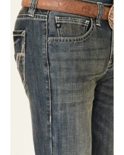 Rock & Roll Denim Men's Pistol Dark Vintage Wash Regular Straight Jeans -Western Cowboy World 2000345012 400 P4