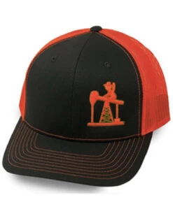 Oil Field Hats Men's Charcoal & Orange Bean Stitch Fade Trucker Cap
