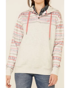 HOOey Women's Southwestern Print Button Down Hooded Pullover -Western Cowboy World 2000346693 104 P3