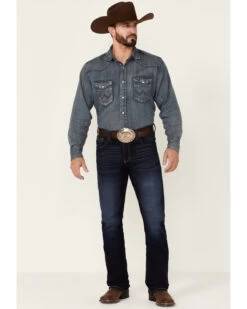 Wrangler 20X Men's Azure Vintage Dark Wash Stretch Slim Bootcut Jeans