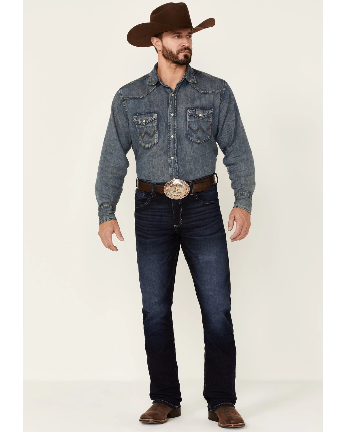 Wrangler 20X Men's Azure Vintage Dark Wash Stretch Slim Bootcut Jeans - Long 3 Wrangler 20X Men's Azure Vintage Dark Wash Stretch Slim Bootcut Jeans - Long