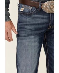 Cinch Men's Grant Dark Stonewash Performance Stretch Relaxed Bootcut Jeans -Western Cowboy World 2000348665 402 P4