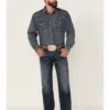 Rock & Roll Denim Men's Dark Wash Revolver Stretch Slim Straight Jeans -Western Cowboy World 2000351109 400 P1