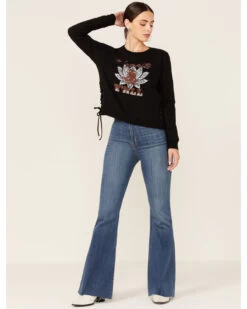 Shyanne Women's Namaste Yall Side Lacing Long Sleeve Graphic Sweatshirt -Western Cowboy World 2000351336 001 P4