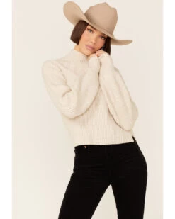 Shyanne Women's Seamed High Neck Wool Blend Pullover Sweatshirt