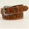 M & F Western Men's Tooled Sunflower Leather Western Belt -Western Cowboy World 2000352021 200 P1