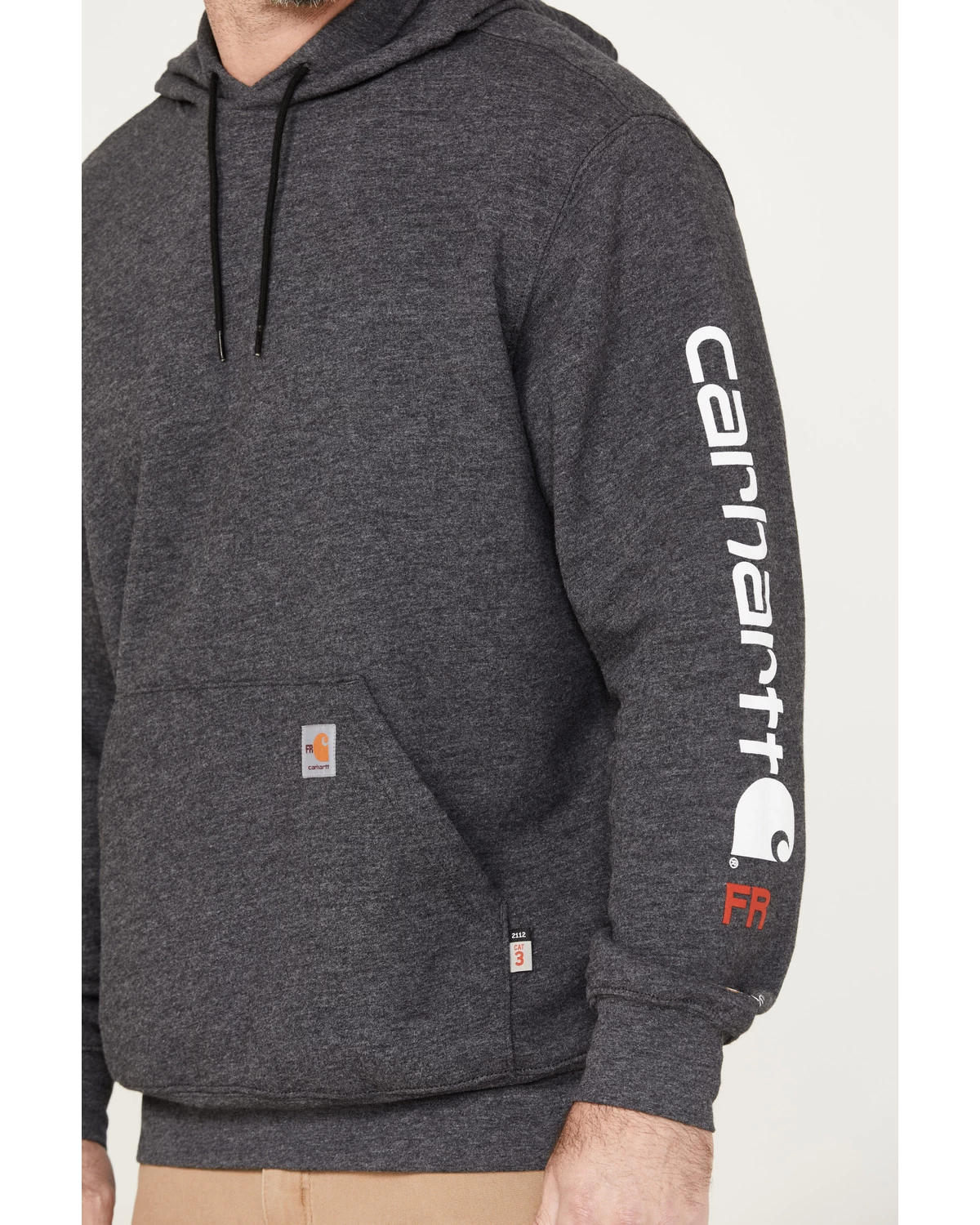 Carhartt Men's FR Force Midweight Sleeve Logo Hooded Work Sweatshirt 5 Carhartt Men's FR Force Midweight Sleeve Logo Hooded Work Sweatshirt - Image 3