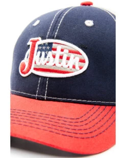 Justin Men's Navy Red & White Embroidered Flag Logo Mesh-Back Ball Cap -Western Cowboy World 2000353914 410 P2