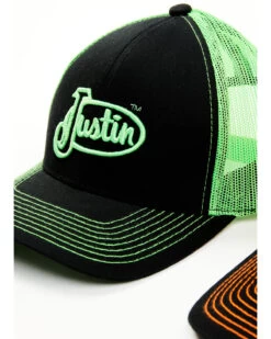 Justin Men's Assorted Embroidered Neon Logo Mesh Back Trucker Cap 8 Justin Men's Assorted Embroidered Neon Logo Mesh Back Trucker Cap -Western Cowboy World 2000353917 900 P3