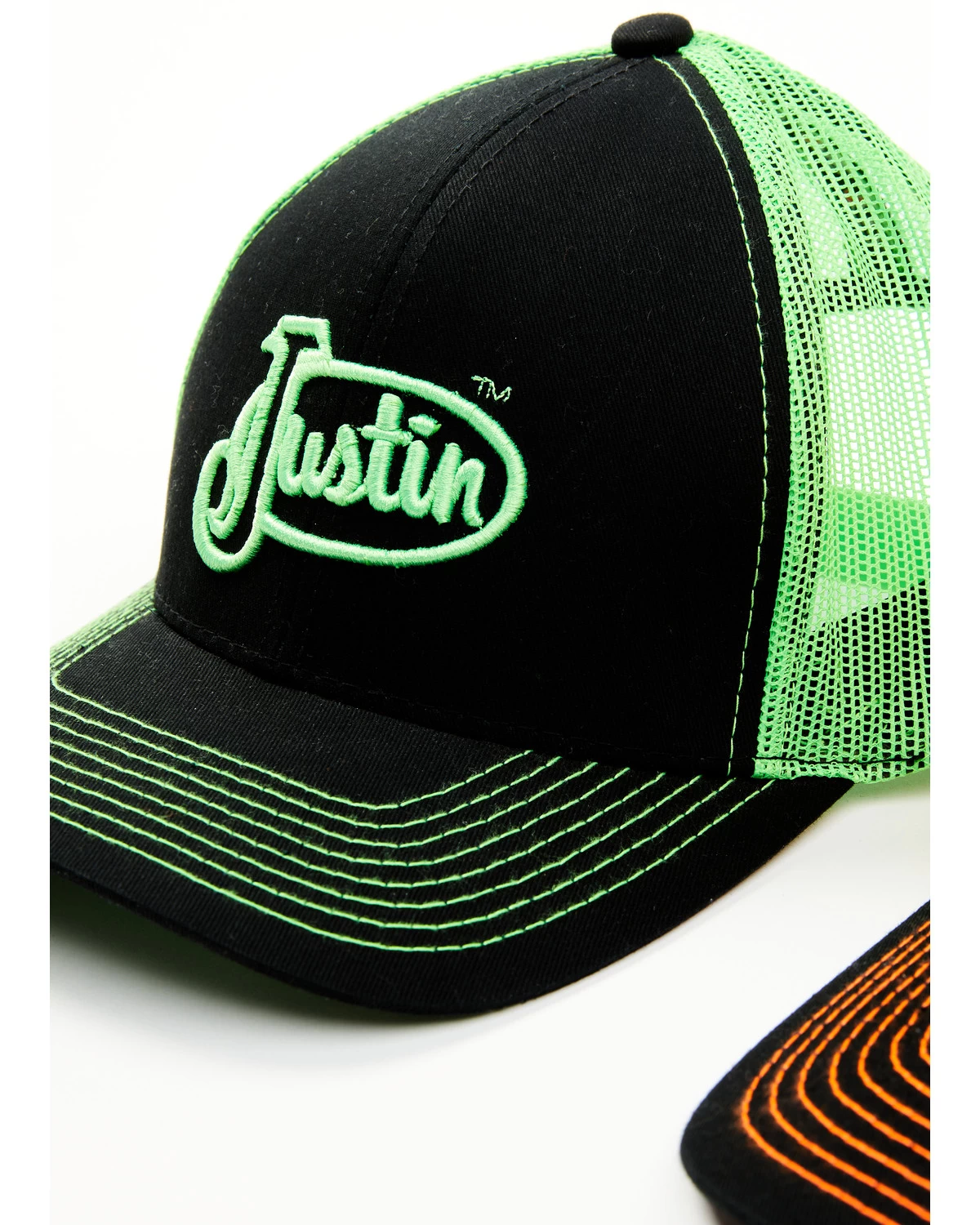 Justin Men's Assorted Embroidered Neon Logo Mesh Back Trucker Cap 5 Justin Men's Assorted Embroidered Neon Logo Mesh Back Trucker Cap - Image 3