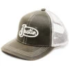 Justin Men's Brown Oilskin Embroidered Logo Mesh-Back Ball Cap -Western Cowboy World 2000353919 200 P1