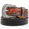 Cody James Men's Brown Floral Hand Tooled Stretch Bonded Strap Western Belt -Western Cowboy World 2000354453 200 P1