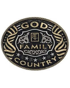 Montana Silversmiths Men's God, Family, Country Belt Buckle
